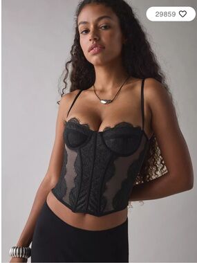 Urban Outfitters Black Lace Bustier Crop Top